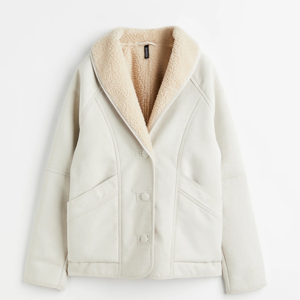 H&M l Cream Shearing Collar Coat Medium